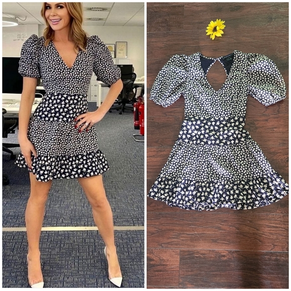 French Connection Aura Ditsy Poplin Puff Sleeve Dress💥💥💥 - Picture 3 of 7